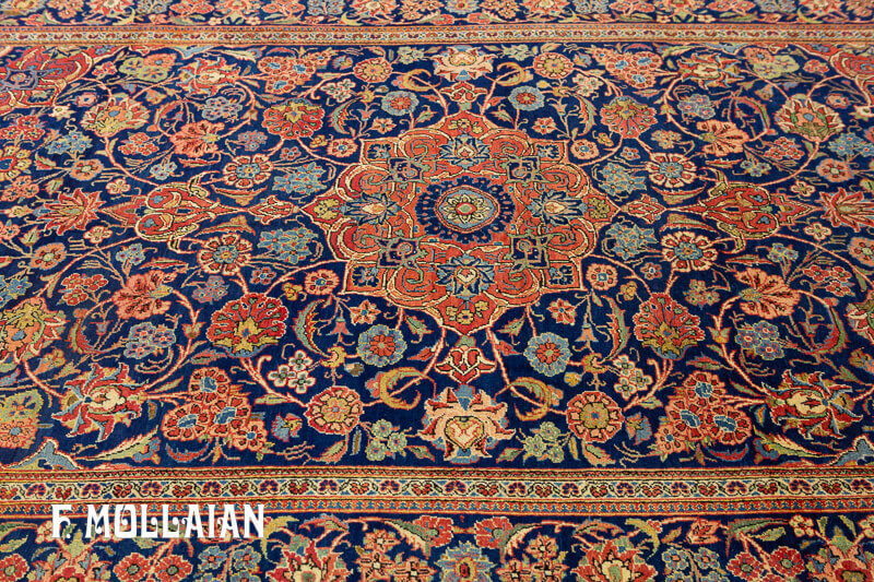 Antique Persian Part Silk Kashan Rug n°:40376870